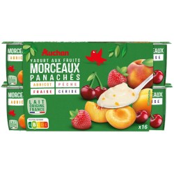 Yaourt aux fruits morceaux abricot pêche fraise cerise 16x125g