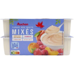 Yaourt aux fruits mixés abricot framboise fraise pêche 16x125g