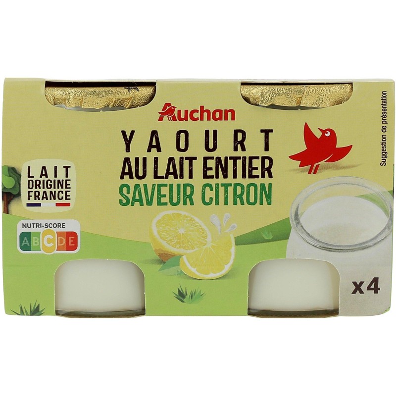 Yaourt au lait entier saveur citron 4x125g