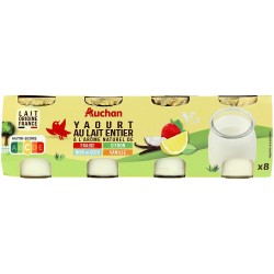 Yaourt au lait entier fraise citron noix de coco vanille 8x125g