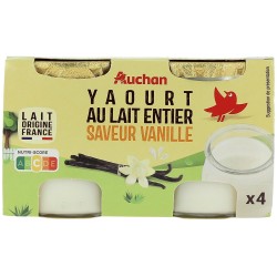 Yaourt au lait entier saveur vanille 4x125g