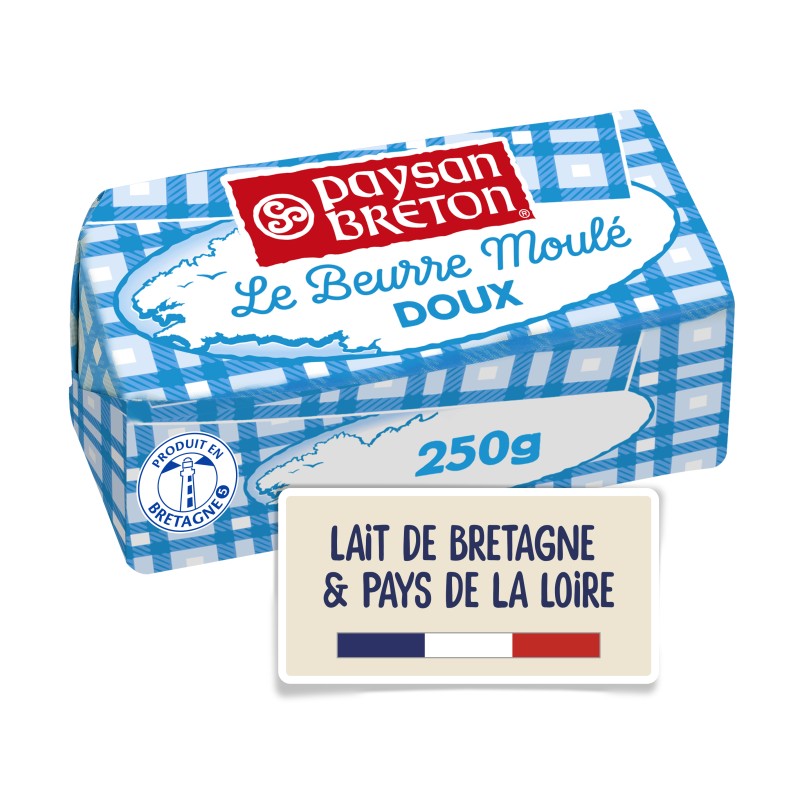 Le beurre moulé doux 82%MG 250g