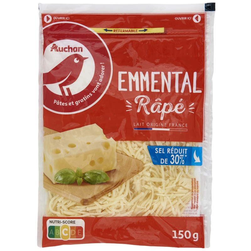Emmental râpé sel réduit de 30% 150g