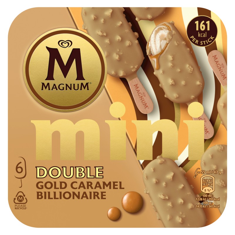 Glace Mini Bâtonnet Double Gold Caramel Billionaire x6 282g
