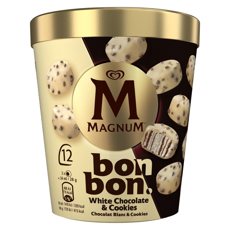 Bonbons glacés chocolat blanc et cookie x12 168g