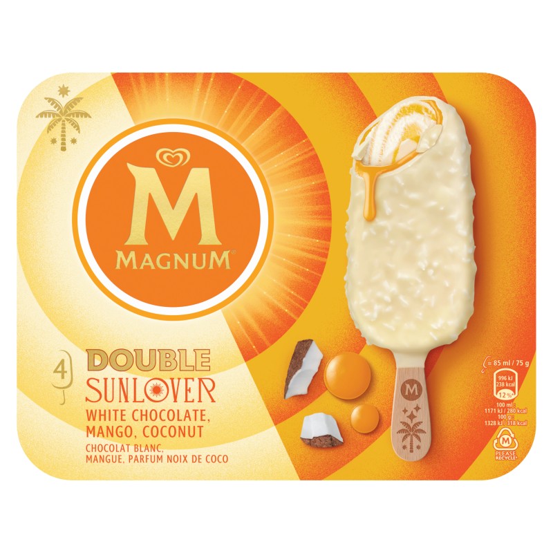 Bâtonnet Double Sunlover White Chocolate Mango & Coconut x4 300g