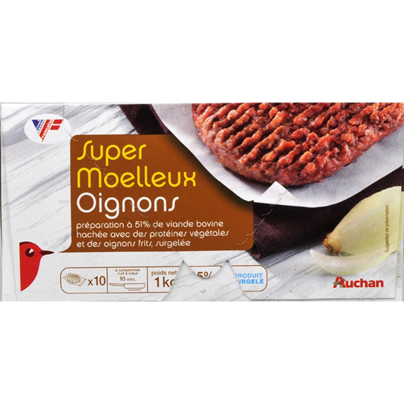 Steaks hachés super moelleux oignon x10 1kg
