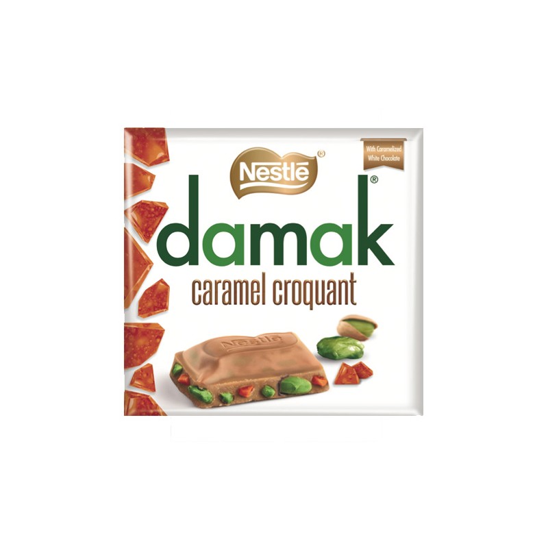 Tablette de chocolat damak chocolat au lait caramel pistache 60g