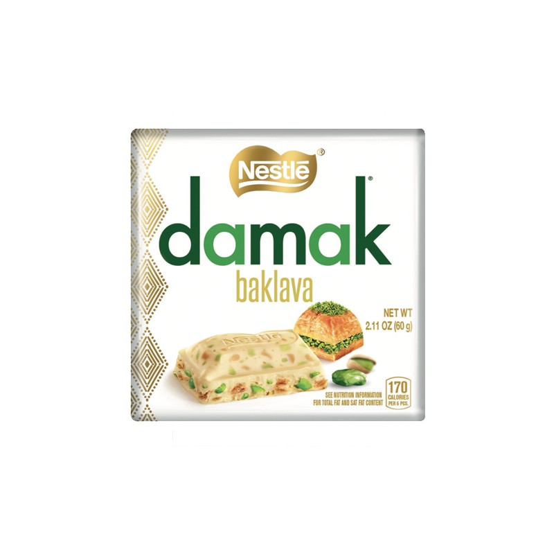 Tablette de chocolat damak baklava goût pistache 60g