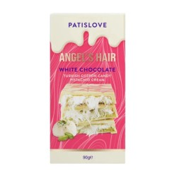 Tablette de chocolat blanc barbe à papa vanille et pistache 90g