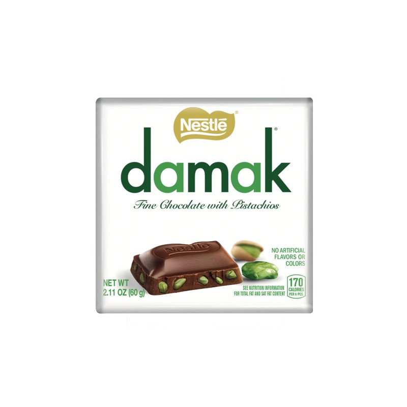 Tablette de chocolat damak chocolat fin pistache 60g