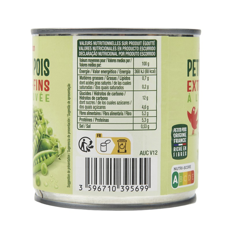 Petits Pois à l'étuvée Extra Fins 400g