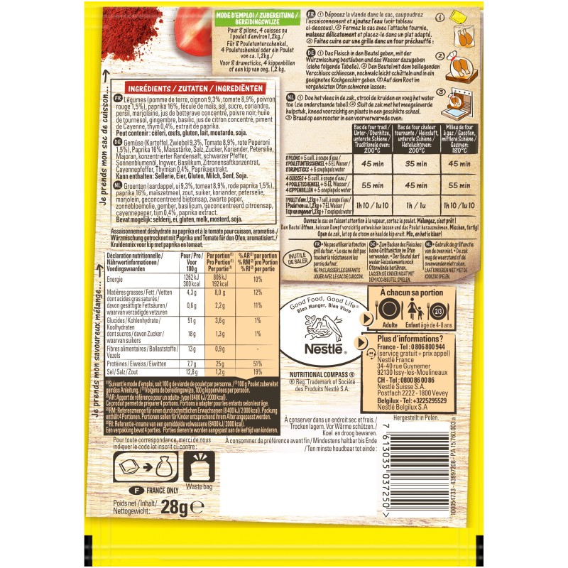 Les Papillotes de Poulet Paprika et Tomate 28g