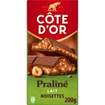Tablette de chocolat au lait fourré praliné double noisettes 200g