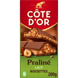 Tablette de chocolat au lait fourré praliné double noisettes 200g