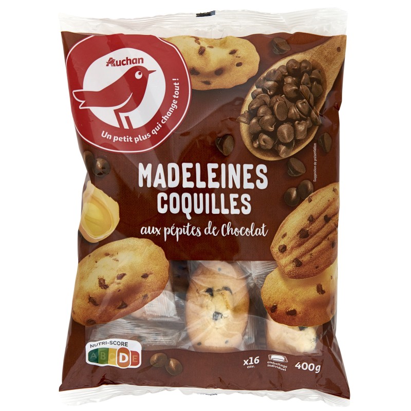 Madeleines Coquilles aux Pépites de Chocolat x16 400g