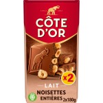 Tablette de chocolat au lait et noisettes entières 2x180g