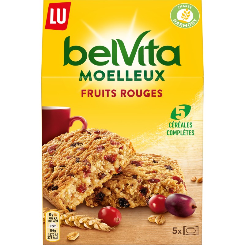 Belvita moelleux fruits rouges x5 250g