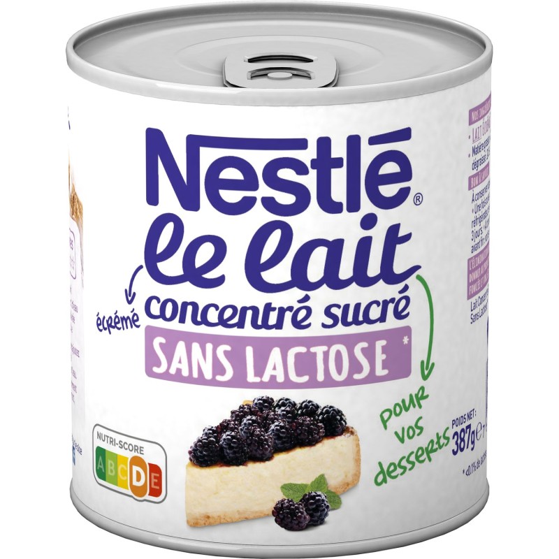 Lait concentré sucré écrémé sans lactose 387g