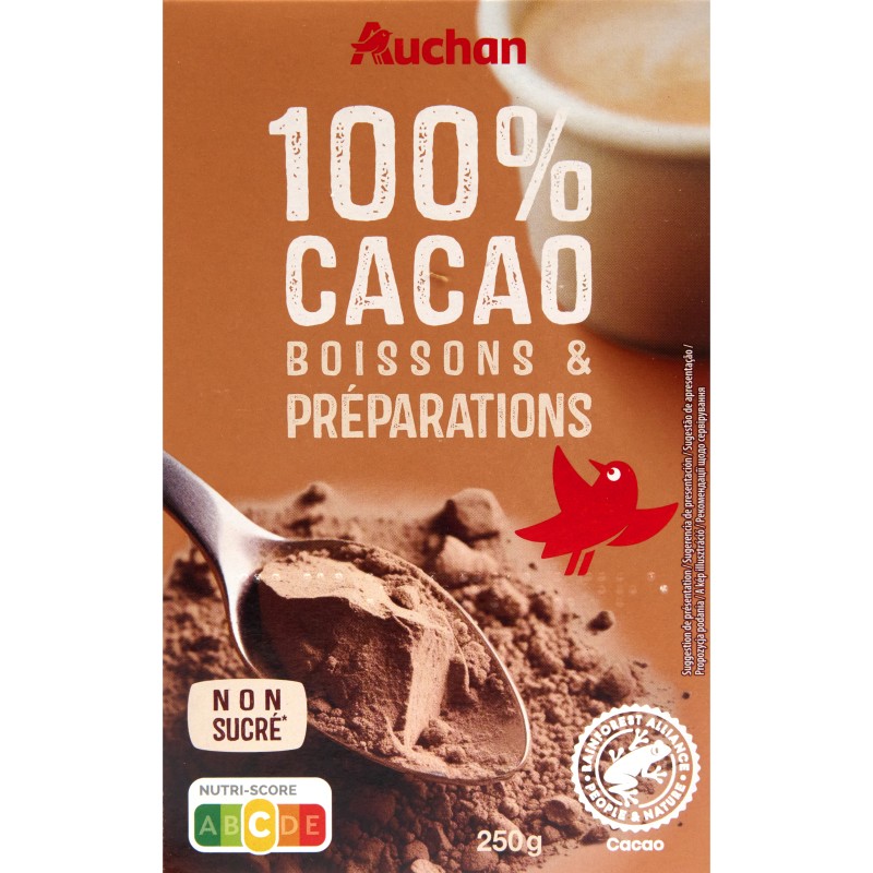 Chocolat en Poudre 100% Pur Cacao non Sucré 250g