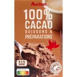 Chocolat en Poudre 100% Pur Cacao non Sucré 250g
