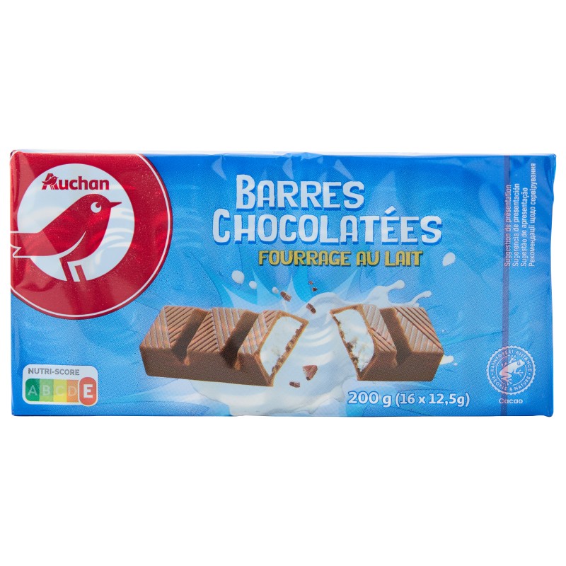 Barres chocolatées fourrage au lait 200g