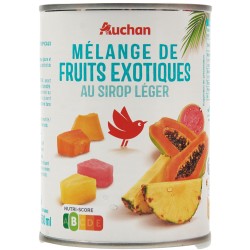 Mélange de fruits exotiques au sirop léger 340g