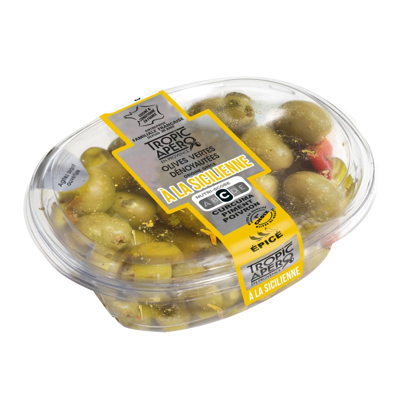 Olives vertes dénoyautées à la sicilienne 220g
