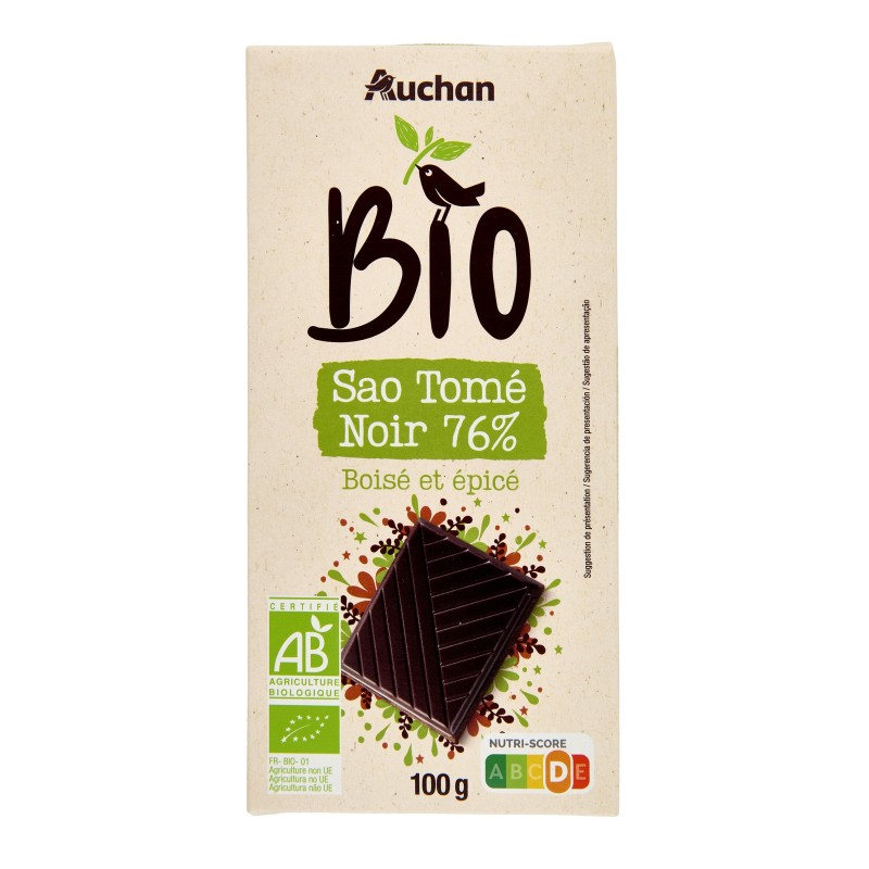 Tablette de chocolat noir 76% sao tomé 100g