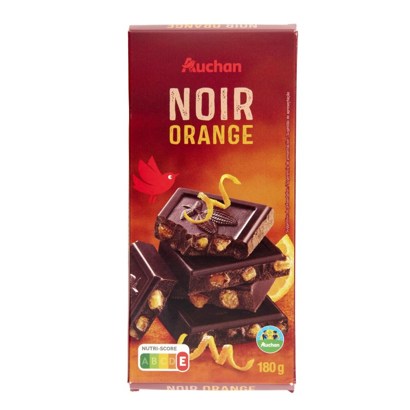 Tablette de chocolat noir aux cubes d'écorce d'orange confite 180g