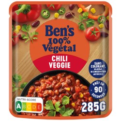 Chili veggie aux 3 haricots maïs doux et poivrons rouge pur végétal 285g