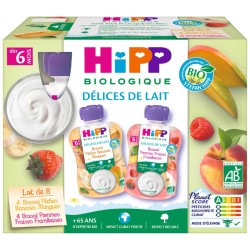 Bio Gourde Délices de Lait aux Fruits 2 Variétés dès 6 mois 8x90g