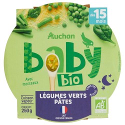 Assiette de légumes verts et pâtes dès 15 mois 250g