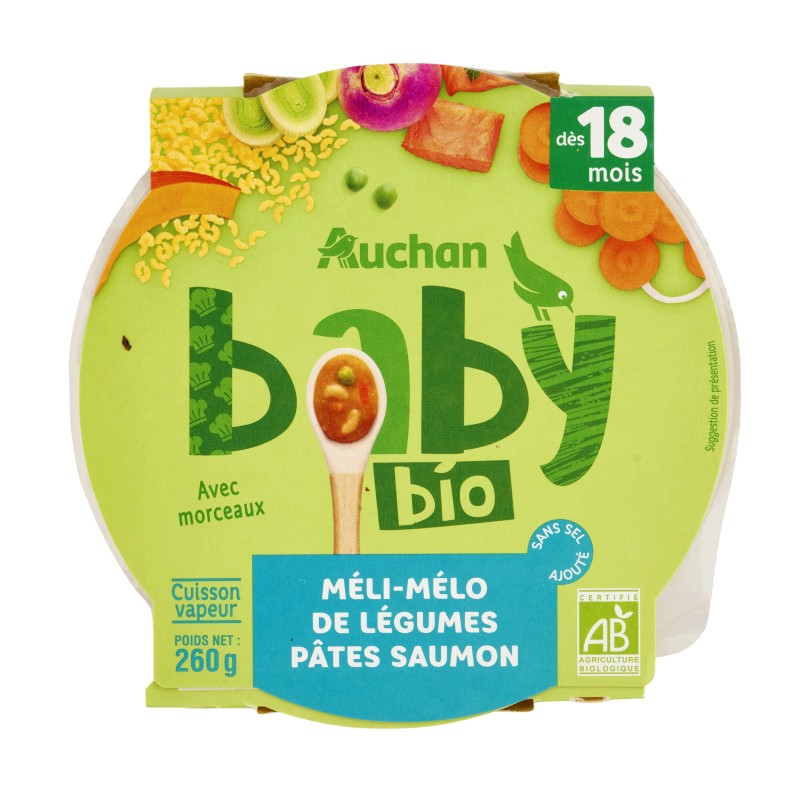 Assiette méli mélo légumes pâte saumon dès 18mois 260g