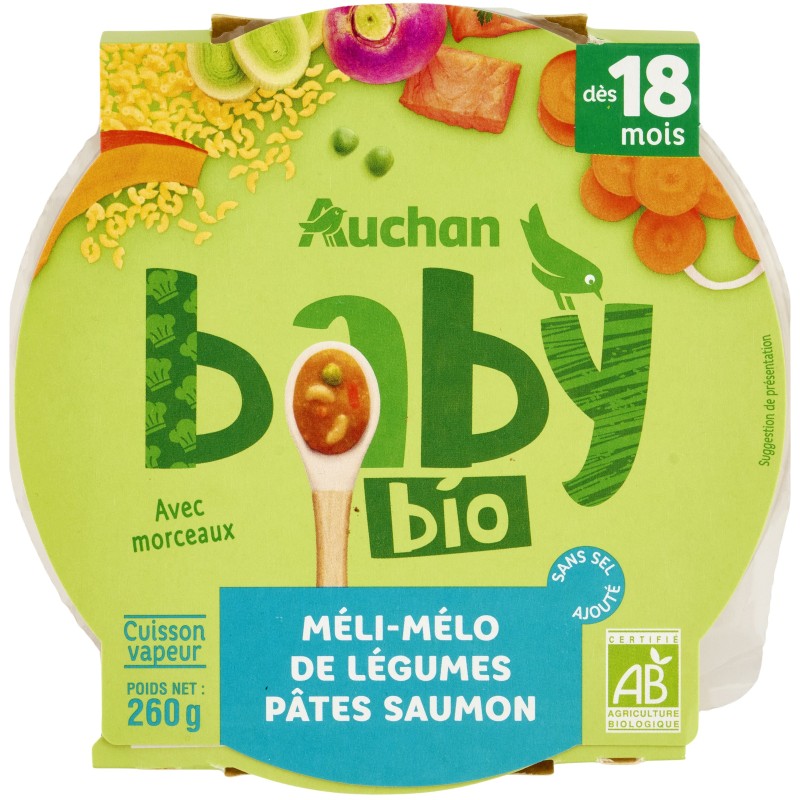 Assiette méli mélo légumes pâte saumon dès 18mois 260g