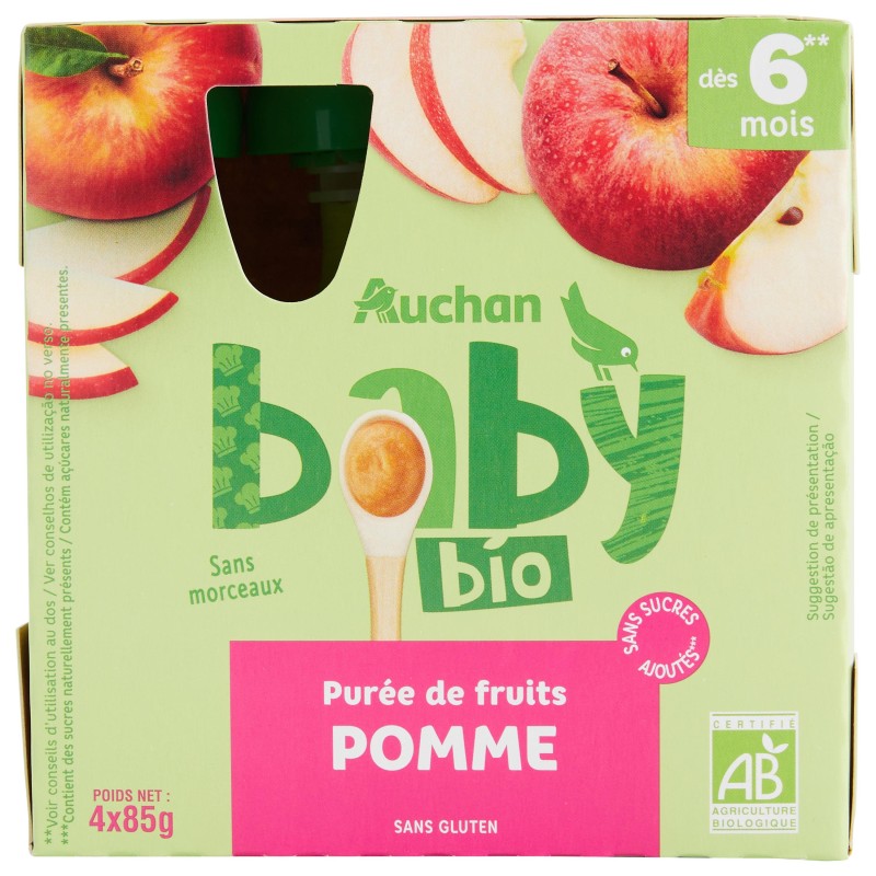 Gourde purée de fruits à la pomme dès 6 mois 4x85g