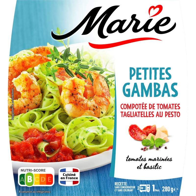 Gambas compotée tomates et tagliatelles pesto 280G