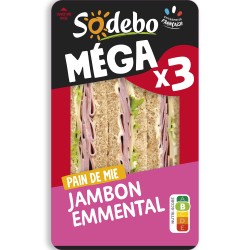 Le Méga Sandwich Pain Complet Jambon Emmental 230g
