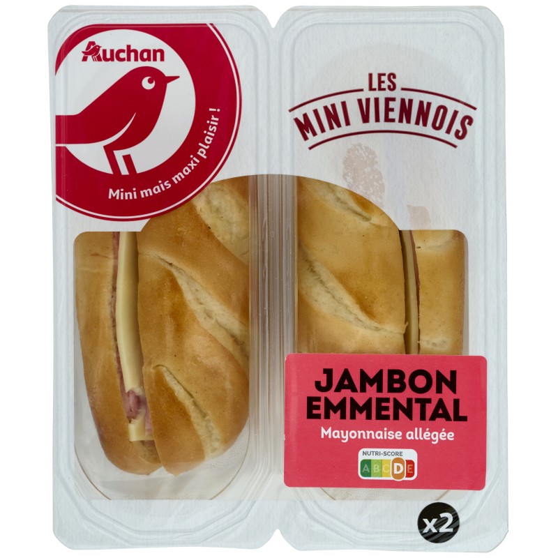 Mini sandwich viennois au jambon emmental et mayonnaise allégée 2x130