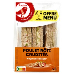 Sandwich triple poulet rôti crudités mayonnaise 230g