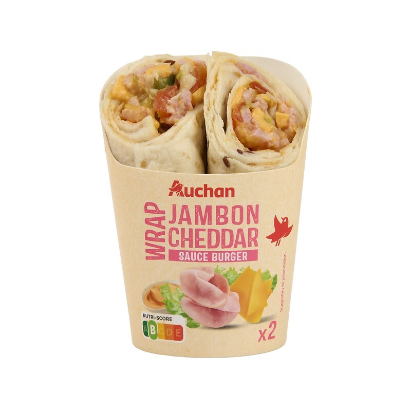 Wrap jambon cheddar sauce burger 2x95g