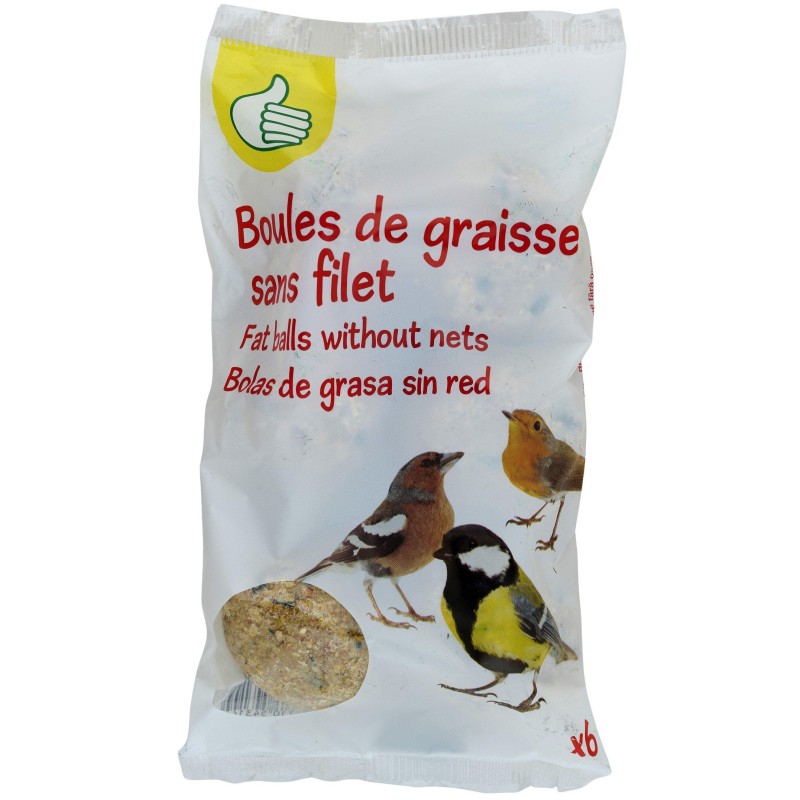Boules de graisse sans filet pour oiseaux x6