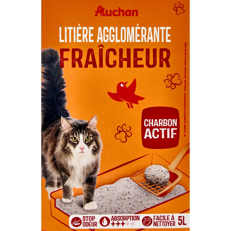 Litière agglomérante fraîcheur au charbon actif 5L