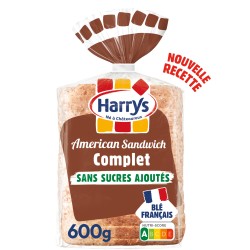 Pain de mie American sandwich complet 14 tranches  600g