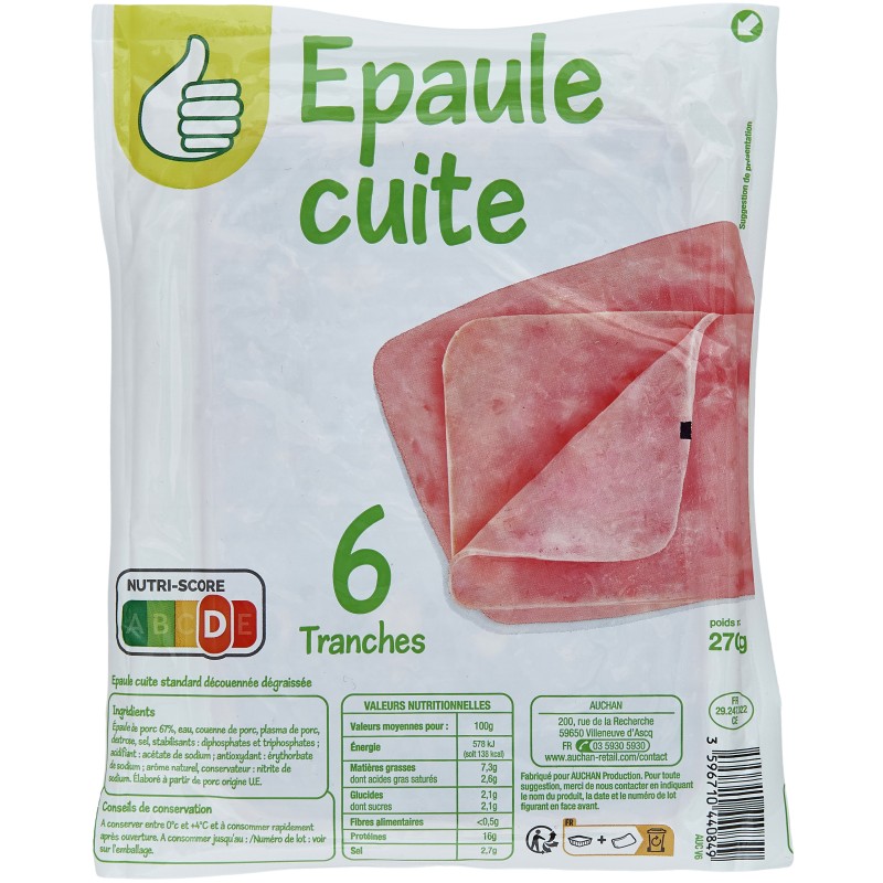 Epaule Cuite 6 Tranches 270g