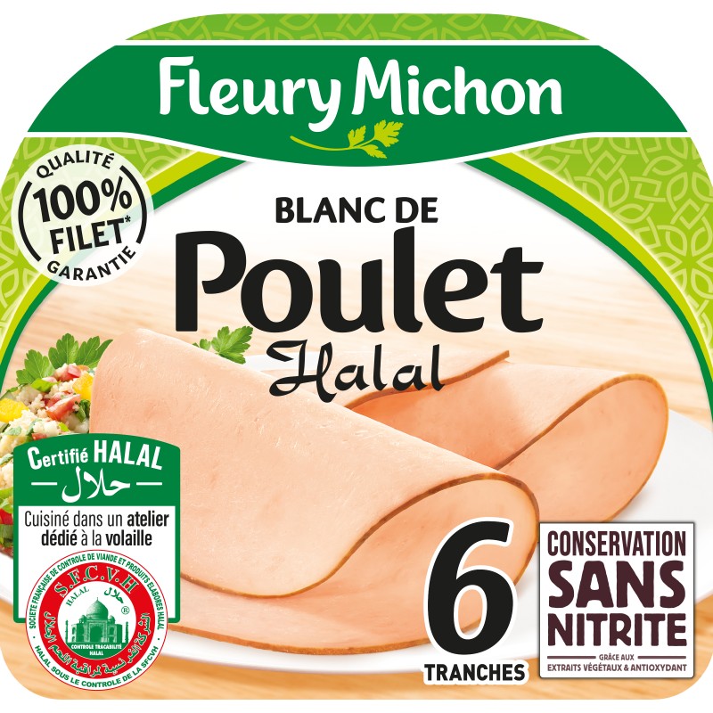 Blanc de poulet halal sans nitrite x6 180g