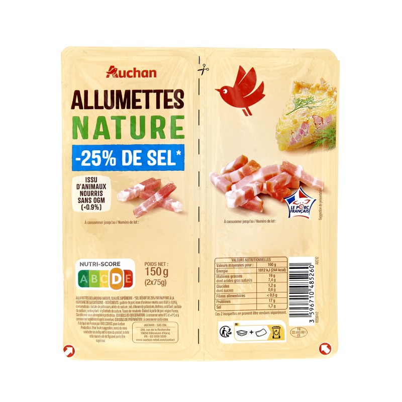 Allumettes nature -25% de Sel 2x75g