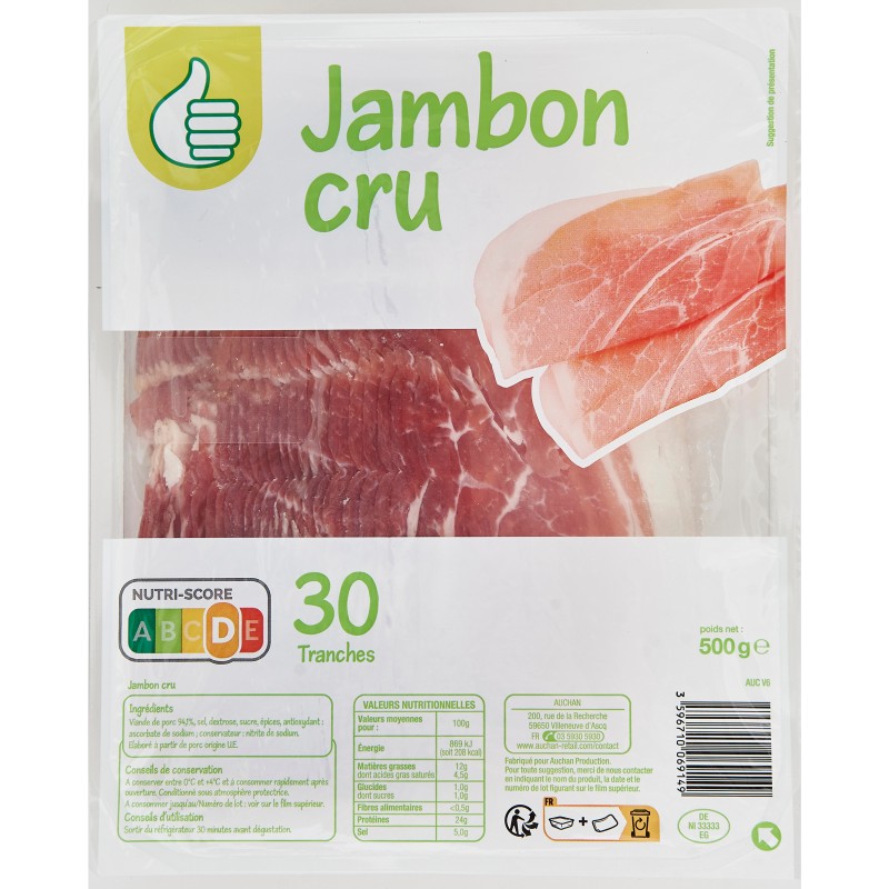 Jambon cru x30 500g