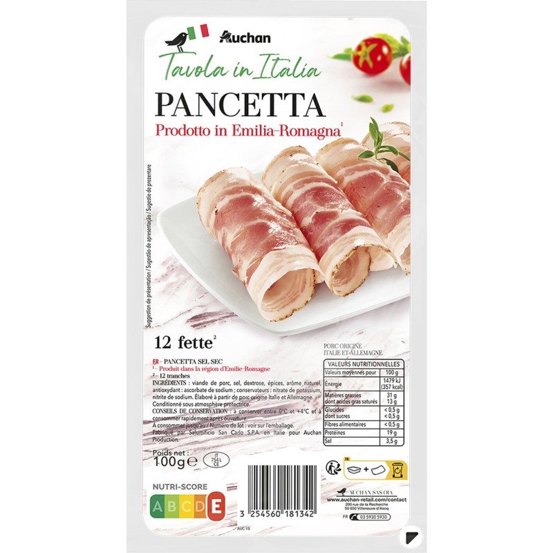 Pancetta 8 tranches 100g