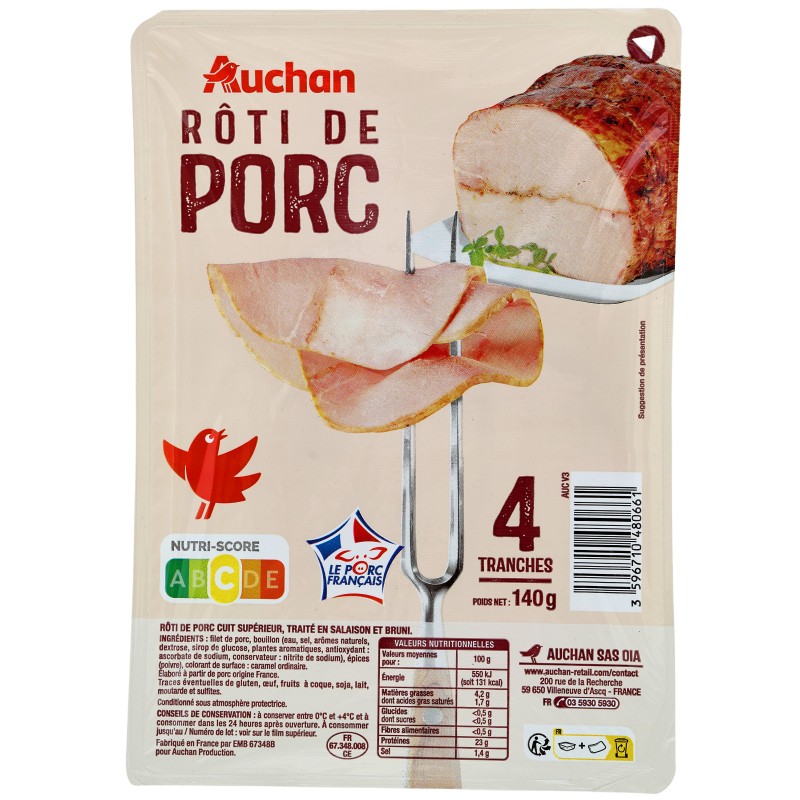 Rôti de Porc 4 tranches 140g